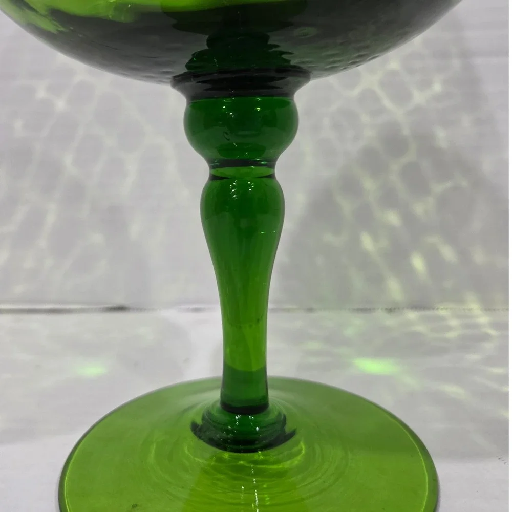 Vintage Green Glass Brandy Snifter Vase Mid Century Modern Oversized 10.5 inch